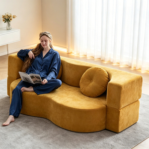 Canapés pliants minimalistes 2 places <span class=keywords><strong>en</strong></span> tissu, emballage compressé petit volume, pour petits espaces, salons, appartements - Product Image 3
