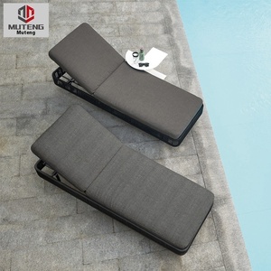 Chaise longue de plage en métal moderne pour loisirs en plein air, imperméable et résistante au soleil, pour cour, villa, piscine ou plage - Product Image 4