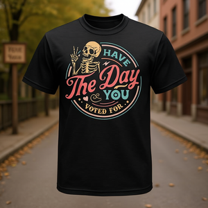 Camiseta Retro Skeleton Have The Day You Voted For, diseño vintage, talla unisex para adultos - Product Image 3