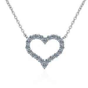Wish Jewelry Necklace Selectable 0.3ct 0.6ct 1.2ct 2ct Moissanite Heart Pendant Necklace S925 Sterling Silver Love Necklaces