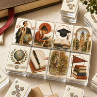 Miss Out Office Jeu de Mahjong moderne américain en tuiles d'acrylique, format voyage, avec logo personnalisé, étui portable à 1 couche
