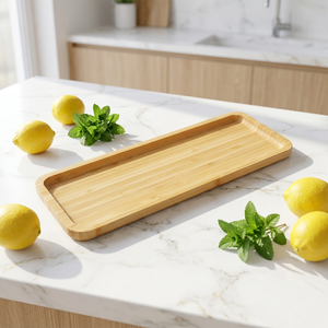 <span class=keywords><strong>Plateau</strong></span> rectangulaire en bambou pour la protection de l'environnement de la cuisine, avec <span class=keywords><strong>bords</strong></span> <span class=keywords><strong>arrondis</strong></span>, <span class=keywords><strong>plateau</strong></span> en bois avec tapis antidérapant - Product Image 4