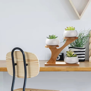 3 Tier Bamboo Succulent Plant <b>Stand</b> Desktop Display Rack Modern Indoor Flower <b>Pot</b> Holder for Green Plants - Product Image 1