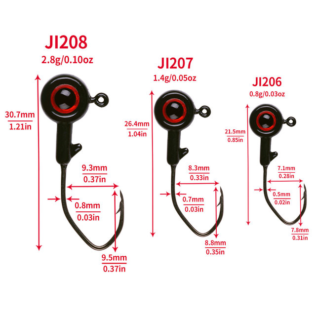 0.85g 1.75g 3.5g Jig Head Bass Fishing Hook With Big Eyes for Trout Bass Moon Eye Jig Wire Keeper Crappie Jig