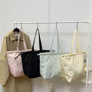 Tái Sử Dụng Ripstop <span class=keywords><strong>Nylon</strong></span> Vai Mua Sắm Túi Dây Rút Tùy Chỉnh In Tote Túi Với Thêu Logo - Product Image 1