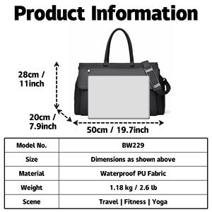 Profession eller wasserdichter PU Travel Gym <span class=keywords><strong>Duffle</strong></span> <span class=keywords><strong>Bag</strong></span> Organizer Langlebiger, langlebiger Reiß verschluss für Pendler-Freizeit-Yoga-Outdoor-Aktivitäten - Product Image 6