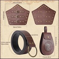 Berenlu 3 PCS Renaissance Accessoires pour Halloween LARP Cosplay Médiéval Vintage Ceinture Pochette En Cuir Brassards