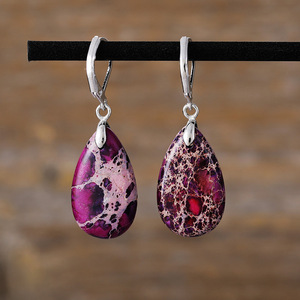 Pendientes de Lágrima de Lapislázuli, Plata Tibetana, Pendientes Colgantes de Moda para Mujer, Joyería de Regalo - Product Image 2