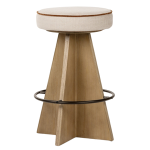 Taburete Alto Giratorio Damon de Algodón, Roble, Hierro/Acero y Poliéster, Resistente, para Bar en Casa y Comedor - Product Image 3