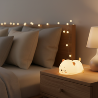 Veilleuse LED tactile rechargeable en silicone minimaliste Kawaii Chat pour chambre d'enfant, décoration mignonne de chaton