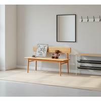 Banc en bois massif en cerisier nordique avec dossier, chaise pour changer de chaussures avec revêtement doux