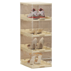 Складной интегрированный органайзер для обуви, прозрачный, многослойный, штабелируемый, пластиковый, без необходимости сборки - Product Image 5