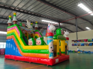 Castillo Inflable <span class=keywords><strong>de</strong></span> PVC Resistente con Diseño <span class=keywords><strong>de</strong></span> Dibujos Animados, con Toboganes Dobles para Patio <span class=keywords><strong>de</strong></span> Juegos Infantil y Fiestas al Aire Libre - Product Image 4