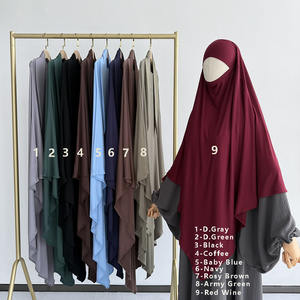 خمار صلاة بطبقة واحدة من قطن الجيرسيه الفاخر برباط خلفي، خمار فوري طويل للبيع بالجملة، ملابس إسلامية لرمضان والعيد - Product Image 2