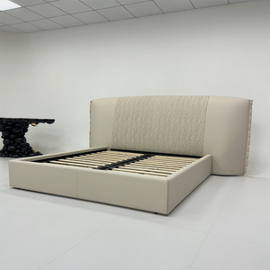 Gainsville King Size Camas de lujo con funda Estilo real Noble Elegante Cama de cuero Queen para apartamento de Villa - Product Image 5