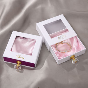 Cajas de Regalo Rectangulares Personalizadas con Ventana Transparente de PVC, Cajas de Papel con Cajón Deslizable y Asa de Piedra - Product Image 1