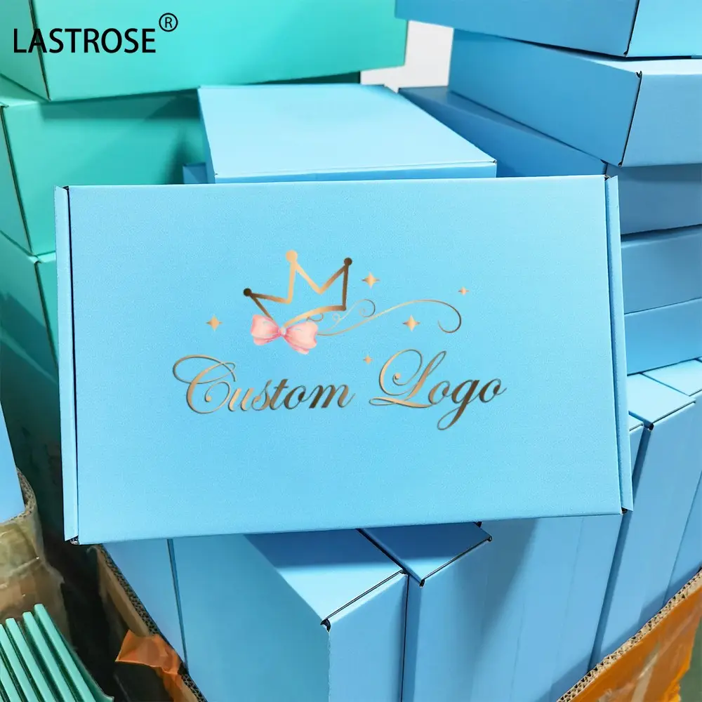 Light blue gift box wholesale empty shipping box for makeup private label paper cosmetic packaging box