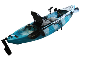 Kayak <span class=keywords><strong>solo</strong></span> à pédales de 9,3 pieds, siège <span class=keywords><strong>solo</strong></span>, kayak <span class=keywords><strong>solo</strong></span> pour 1 personne, siège sur le dessus, plastique HDPE, aileron, kayak de pêche pour océan, lac, rivières, canoë simple - Product Image 5