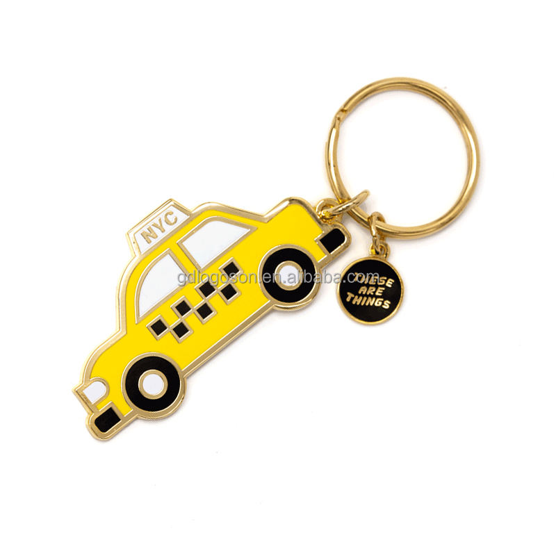 ニューヨークの有名な土産、黄色いミニタクシーのキーホルダー、観光客