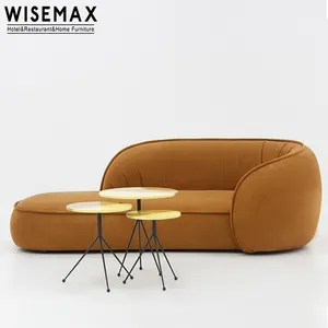 WISEMAX FURNITURE Luxury Italian hotel villa solid pine wood frame sude fabric seat 3 seater modular sofas for living room