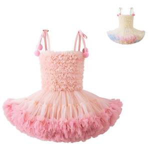 Vestido de Princesa de Verano para Niñas, Nuevo Estilo Francés con Tirantes, Malla de Nailon, Atuendo Moderno para el Día del Niño - Product Image 1
