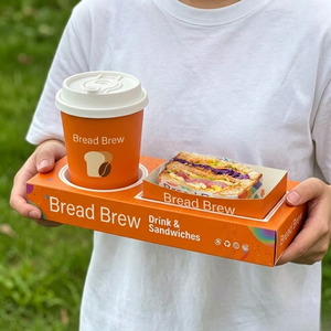 All-in-One Sandwich and Drink Carrier <b>Tray</b> for Coffee Shop - Product Image 5