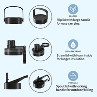 Capacités personnalisées 18oz 32oz Bouteille d'eau de sport isolée à large ouverture Bouteille à vide à double paroi avec plusieurs couvercles