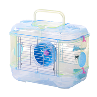 C & C 3 couches Château de cristal bleu Cage pour hamster d'intérieur à double pont Cages pour hamster transparentes de luxe accessoires pour hamster