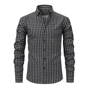 Chemise à manches longues à carreaux imprimée sur <span class=keywords><strong>quatre</strong></span> côtés, chemise décontractée pour homme, chemise à manches longues à boutons, chemise habillée - Product Image 2