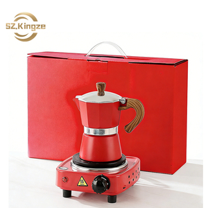 Kingze Ensemble de cafetière Moka italienne classique de 2 pièces Kit de camping portable de luxe pour les voyages en plein air - Product Image 1