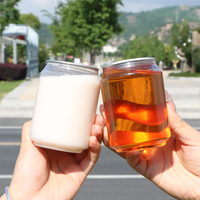 Gobelets en plastique transparent PET de 250 ml avec logo personnalisé et couvercle à anneau de traction, boîte de boisson pour l'emballage de crème à gâteau