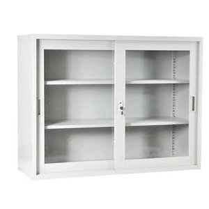 خزانة فولاذية خزانة معدنية لتخزين الأثاث المكتبي خزانة معدنية مخصصة مع بابين انزلاقيين - Product Image 4