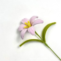 Bunga Lily Artifisial Laris Manis, Bunga Plush Batang Tunggal Terpilin untuk Dekorasi Rumah