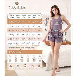 Conjunto de Pijama Personalizado para Mujer de Viscosa de Bambú, Top de Tirantes Acanalado y Pantalones Cortos Divididos, Ropa de Dormir Transpirable y Refrescante - Product Image 3