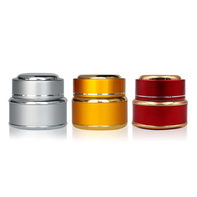 Customize color night cream skin care 5g 15g 20g 30g 50g 100g silver aluminum container double wall glass jar with liner lid