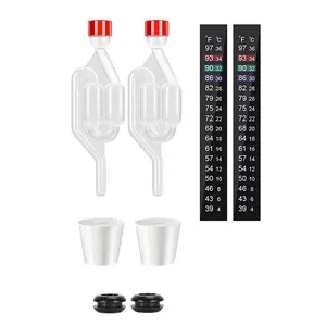 S-Type Brewing Bubble Fermentation Airlock Kit with Grommet/Silicone Stopper and Brewing Temps Strip