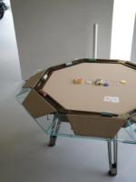 Table de luxe en daim importé d'Italie, table haut de gamme en flanelle, table de divertissement en verre trempé pour les jeux d'échecs et de cartes