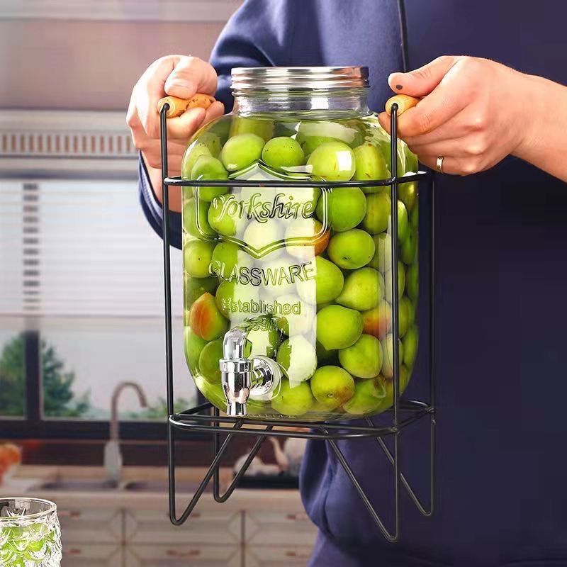 3~10l glass cold water barrel soaking wine bottle juice jar glass storage jar