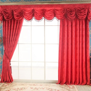 Voilage de porte jacquard bordeaux à deux couches, motif rose USA, pour salon, <span class=keywords><strong>Zucchi</strong></span>, 100 % polyester, occultant total, vente en gros - Product Image 2