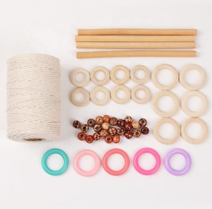Perchas para plantas DIY, cordón <span class=keywords><strong>de</strong></span> macramé Natural <span class=keywords><strong>de</strong></span> 3mm, cuentas <span class=keywords><strong>de</strong></span> madera, anillos, palo <span class=keywords><strong>de</strong></span> madera, <span class=keywords><strong>Kit</strong></span> <span class=keywords><strong>de</strong></span> inicio <span class=keywords><strong>de</strong></span> macramé DIY para decoración del hogar - Product Image 3
