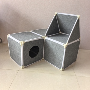 <span class=keywords><strong>Cave</strong></span> et tente pour chat en feutre extensible à faire soi-même, design modulaire, amovible, lavable, structure de jeu pour animaux de compagnie - Product Image 5