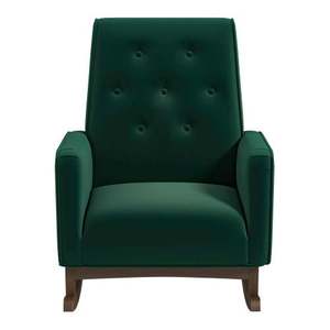 Fauteuil à bascule élégant et moderne Demetrius en bois massif avec structure en bois massif, durable et portable pour salon, chambre et salle à manger - Product Image 4
