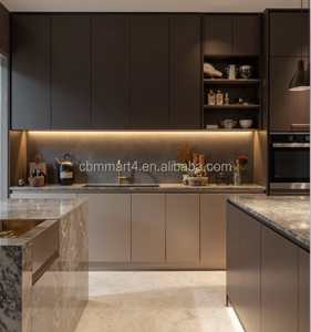 Moderne design keukenkastjes met matte lakafwerking voor appartementenproject in <span class=keywords><strong>Dallas</strong></span> - Product Image 4