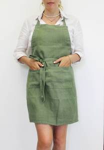 Práctico delantal de lino con bolsillo para mujer, kit de delantales de cocina suaves para uso comercial - Product Image 2