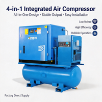 Compresseur d'air rotatif à vis PM VSD Nanxiang Industrial 7,5 kW 10 CV 4-en-1 avec réservoir d'air, sécheur et filtre pour découpe laser