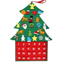 Ventes chaudes : Calendrier de l'Avent en tissu feutré personnalisé, écologique, à suspendre, pour enfants, avec 24 ornements