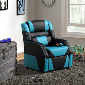 Recién llegado, <span class=keywords><strong>sillones</strong></span> reclinables azules, modernos, ajustables, de cuero PU, para cine en casa, sofá individual, silla reclinable para juegos con almohadas - Product Image 6