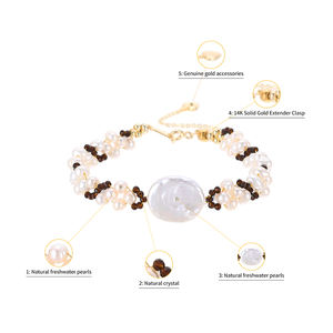 <span class=keywords><strong>Bracelet</strong></span> pour femme fait main, minimaliste et luxueux, avec perles de culture d'eau douce de qualité AAAA, perles de cristal de cacao et plaqué or 14K - Product Image 4