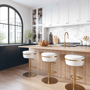 Mirella <b>Adjustable</b> <b>Stool</b> Boucle and Velvet Plush black white or green vegan leather and woven grey - Product Image 5