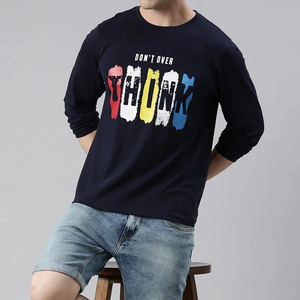 เสื้อยืดแขนยาวผู้ชายผ้าฝ้าย 100% พิมพ์ลายกราฟิก ระบายอากาศได้ดี แห้งเร็ว เหมาะสำหรับวิ่งและสวมใส่ลำลอง - Product Image 4